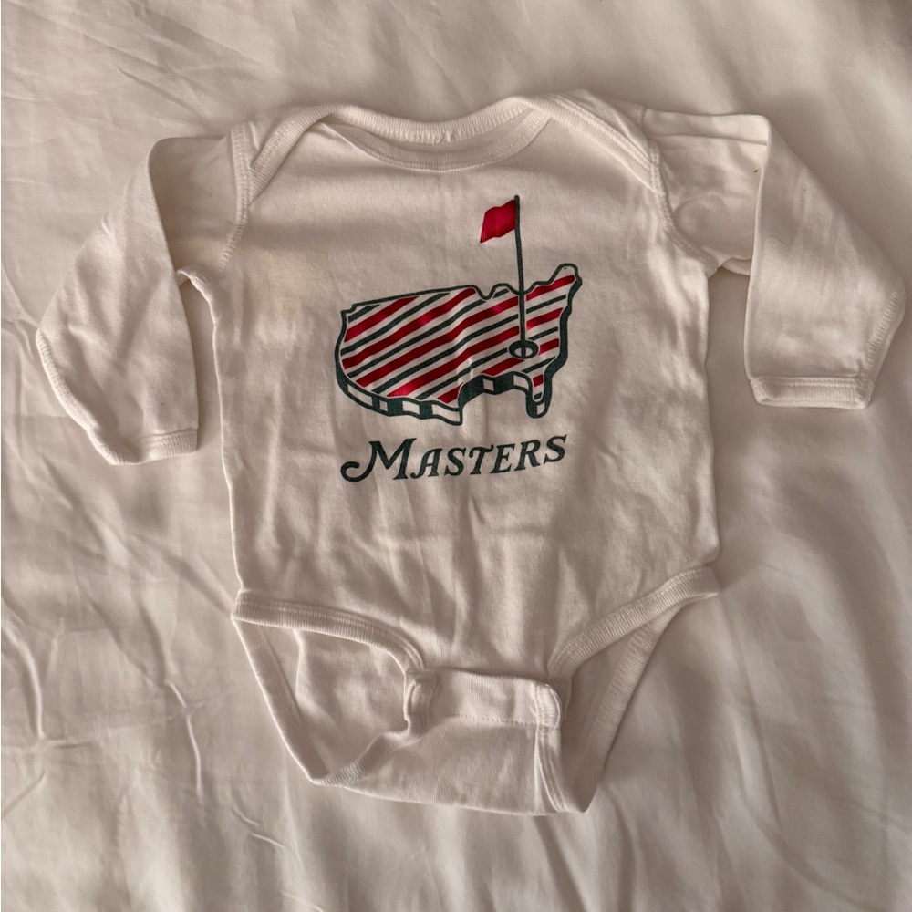 Masters White and Red Baby Bodysuit